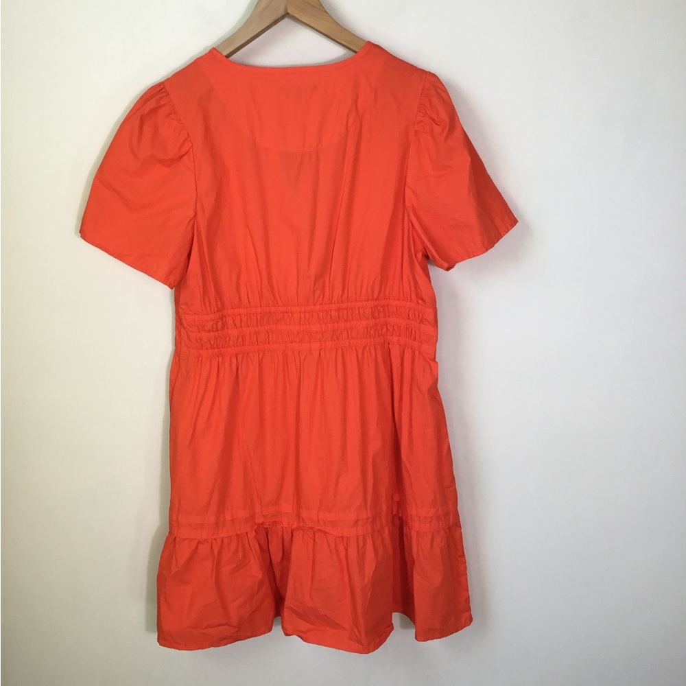 Quince Cotton Tiered Mini Dress Vermillion Red - Picture 5 of 9